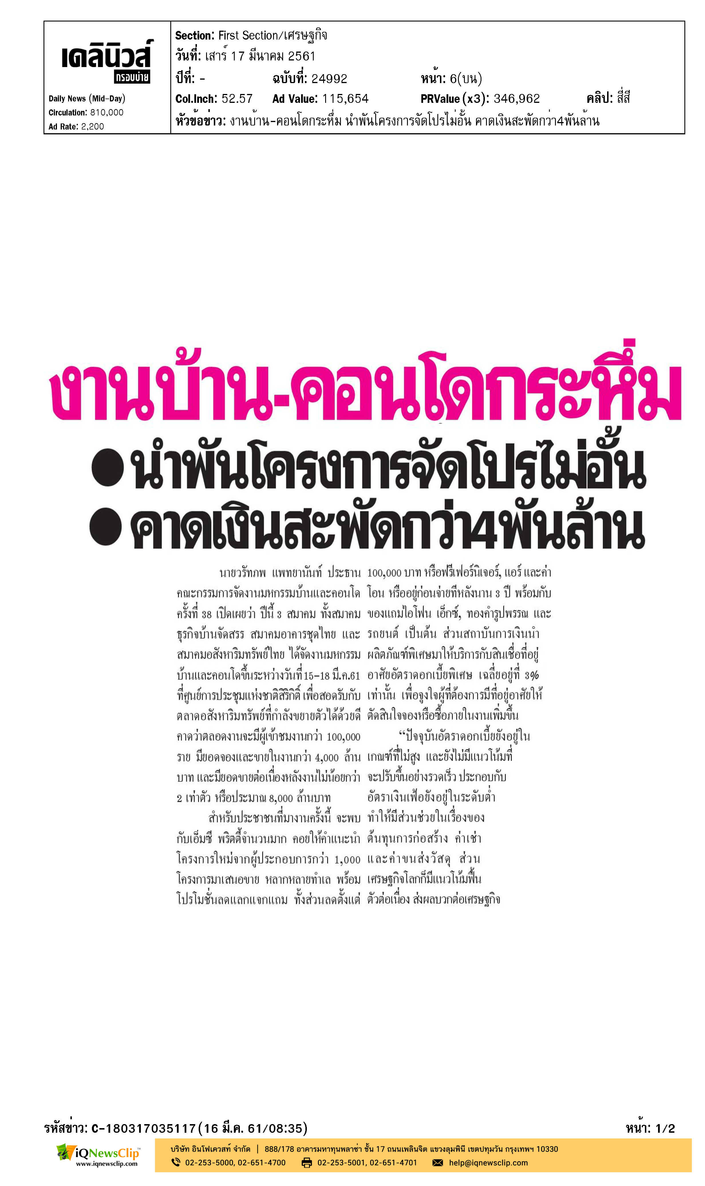 งานบ้าน-คอนโดกระหึ่ม นำพันโครงการจัดโปรไม่อั้น คาดเงินสะพัดกว่า 4 พันล้าน